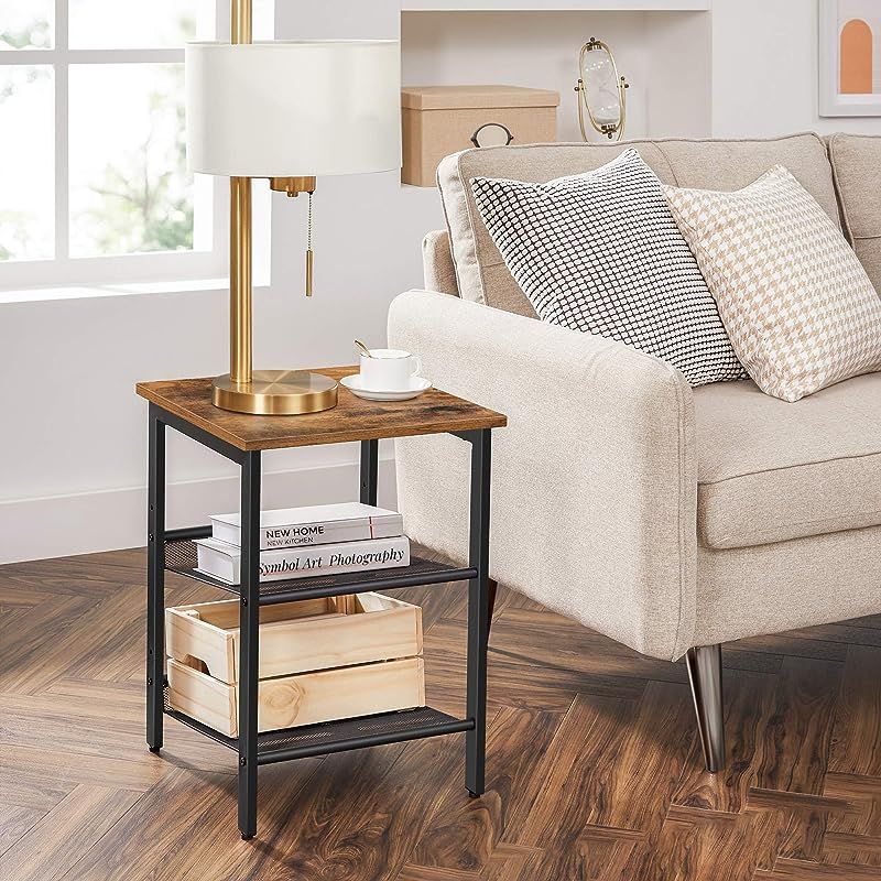 Vasagle LET23X Nightstand Combo with 2 Adjustable Mesh Shelves