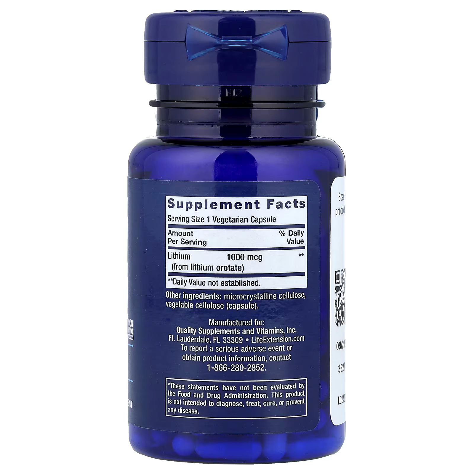 Life Extension, Lithium, 1,000 mcg, 100 Vegetarian Capsules