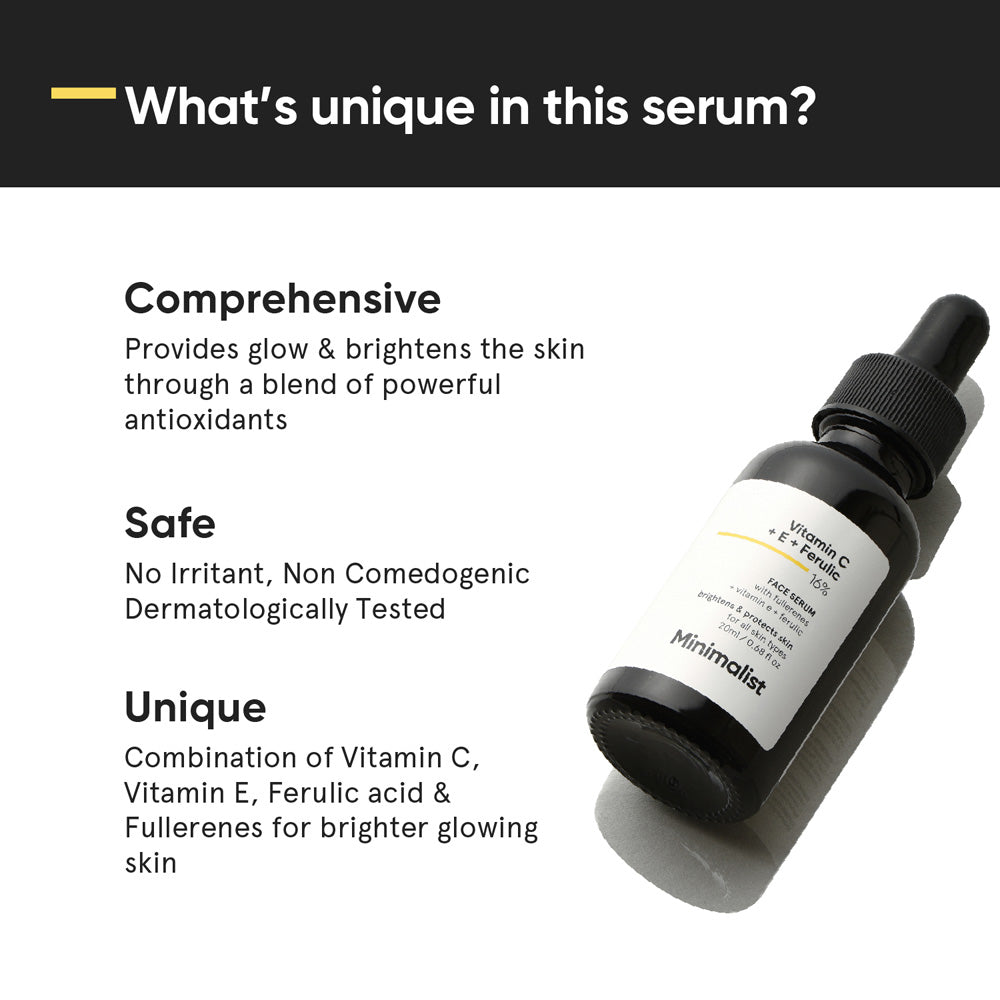 Minimalist 16% Vitamin C Face Serum With Vit E, & Ferulic Acid 20ml