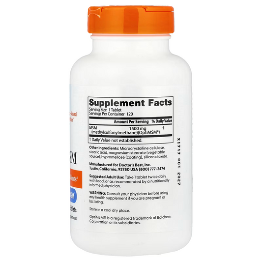 دكتورز بيست، MSM مع OptiMSM®، 1500 ملغ، 120 قرصًا 
