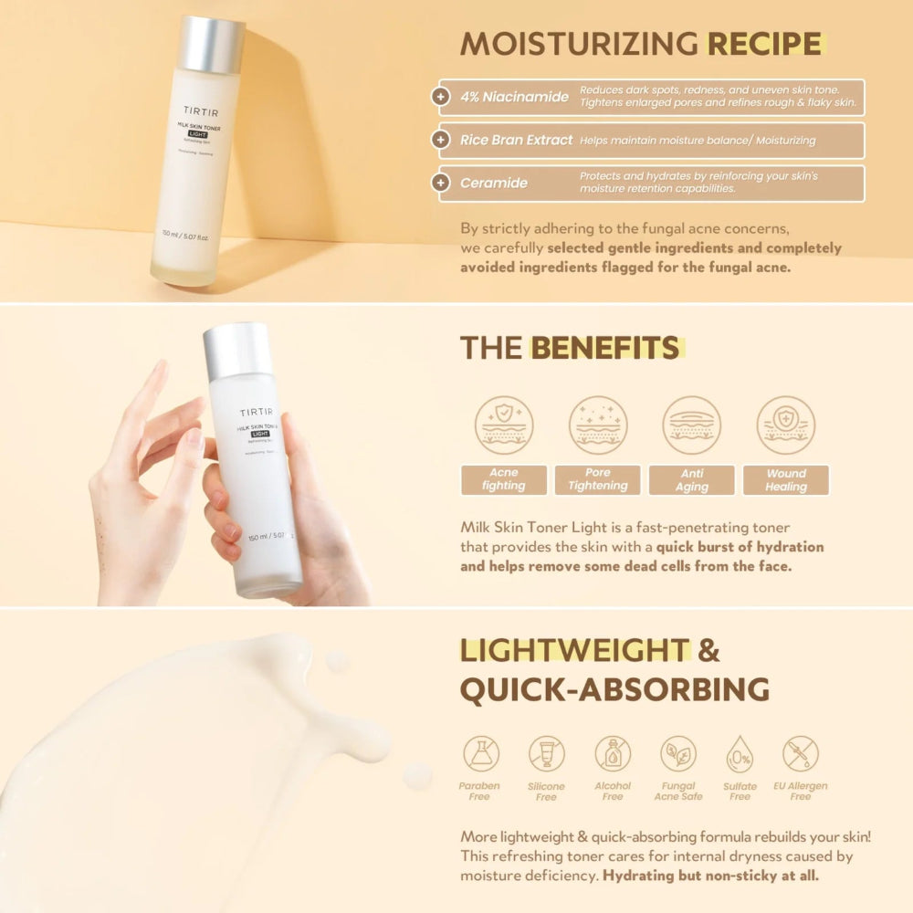 TIRTIR - Milk Skin Toner Light Mini 150ml