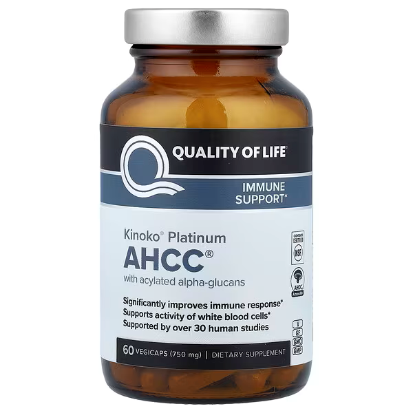 Quality of Life, Kinoko Platinum AHCC, 750mg 60 Vegicaps