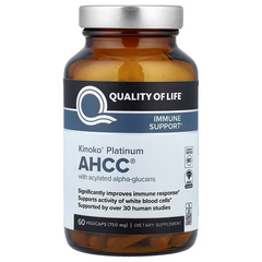 Quality of Life, Kinoko Platinum AHCC, 750mg 60 Vegicaps