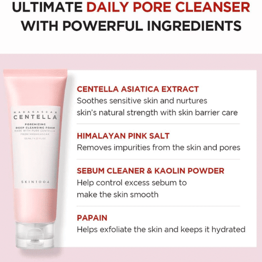 غسول رغوي منظف عميق للمسام من سكين 1004 مدغشقر سنتيلا، 125 مل