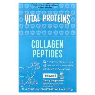 Vital Proteins, Collagen Peptides, Unflavored, 20 Packets, 0.35 oz (10 g) Each